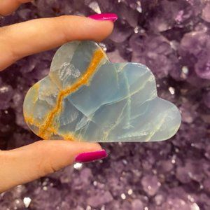 Argentinian Blue Calcite Cloud with Easel Stand, Boho Decor, Kids Bedroom Decor